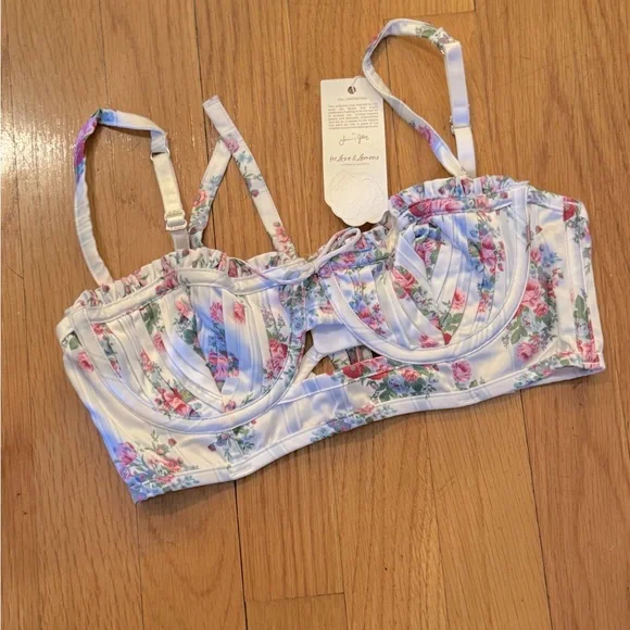 FOR LOVE & LEMONS Floral Tie Bra - Women’s Size X-Small - New With Tags